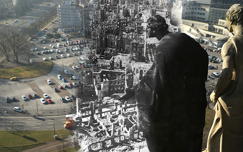 Illustration for article titled Sobering Photos Compare Dresden After The Firestorms To Now